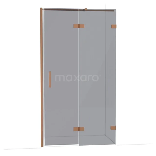 Diamond Douchedeur | 110 cm Koper Rookglas Draaideur DDB22652321KP Glazen douchedeur met schuifsysteem, koperkleurige accenten en minimalistisch design geschikt voor moderne badkamers.