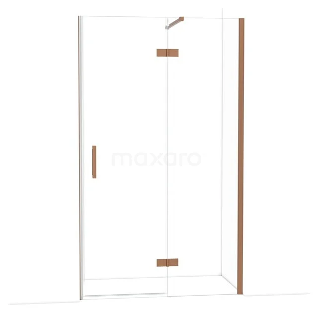 Diamond Duschtür | 120 cm Kupfer Klarglas Drehtür DDB22661110KP Glas Duschwand mit Tür, kupferfarbene Details, modernes Design, ideal für eine luxuriöse Badezimmer Einrichtung.