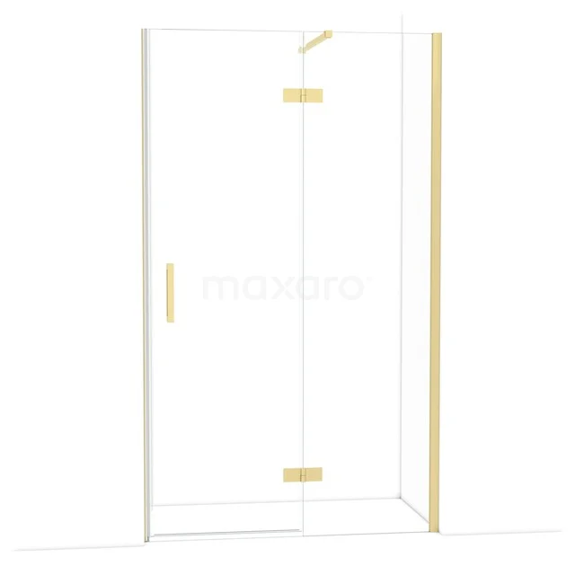 Diamond Douchedeur | 120 cm Lichtgoud Helder glas Draaideur DDB22661110LG Glazen douchewand met goudkleurige accenten, strak ontwerp, ideaal voor een moderne badkamer.