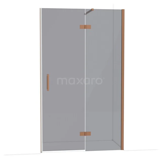 Diamond Douchedeur | 120 cm Koper Rookglas Draaideur DDB22661111KP Glazen douchedeur met hoeksysteem en roestvrijstalen scharnieren, ideaal voor een moderne badkamerinrichting.