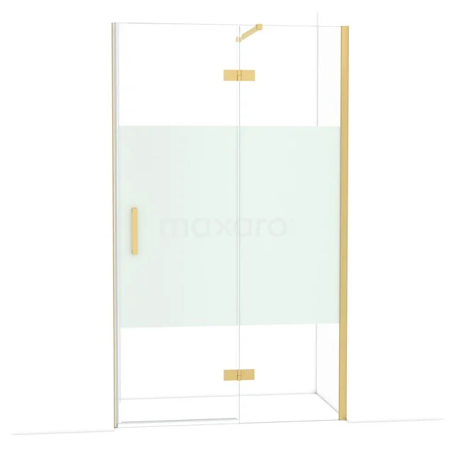 Diamond Shower door | 120 cm Gold Clear with matt strip Pivot door DDB22661113GG Golden shower wall with glass door, matte and clear combined, luxurious appearance for modern bathroom.