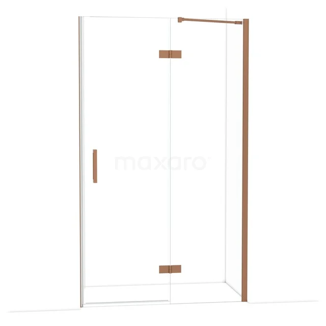 Diamond Douchedeur | 120 cm Koper Helder glas Draaideur DDB22661210KP Glazen douchedeur met hoekprofiel in koperkleur, modern design, ideaal voor een stijlvolle badkamer.
