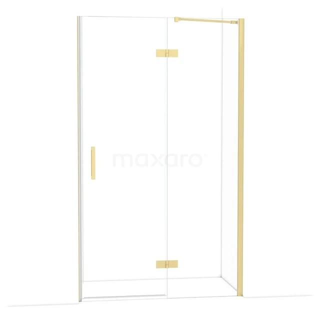 Diamant-Duschtüren DDB22661210LG Glas-Duschwand mit goldfarbenen Profilen, Eckdesign und Drehtür. Modernes Badezimmermöbel aus nachhaltigen Materialien.