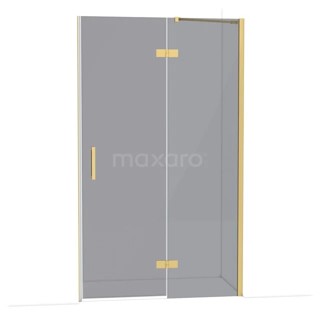 Diamond Shower door | 120 cm Gold Smoke glass Pivot door DDB22661211GG Glazen douchedeur met goudkleurige scharnieren en handvat, stijlvolle toevoeging aan een moderne badkamer.