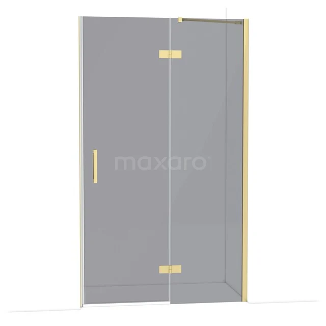 Glasene Duschtür mit goldenen Scharnieren und Haltegriff, moderne Ausstrahlung, perfekt für ein stilvolles Badezimmer.