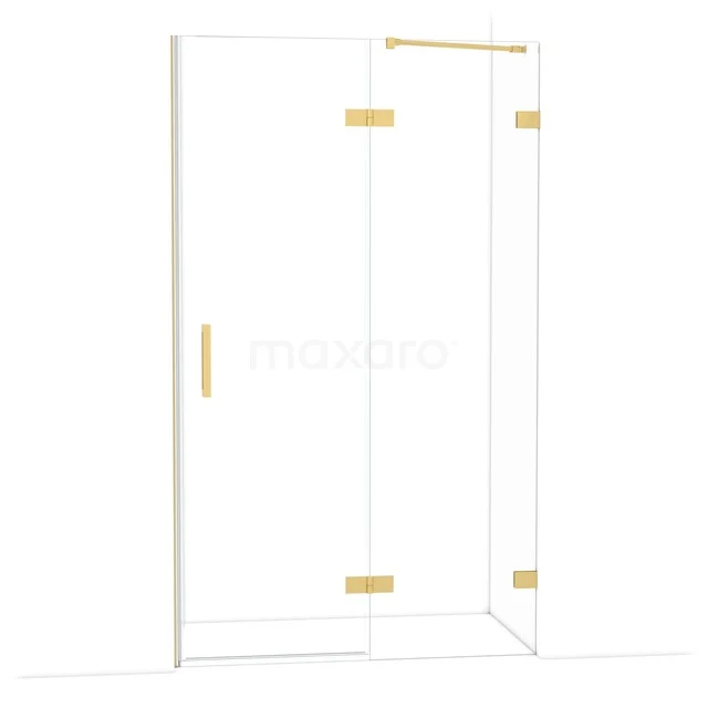 Diamond Douchedeur | 120 cm Goud Helder glas Draaideur DDB22661220GG Glazen douchewand met goudkleurige accenten, stijlvolle hoekopstelling en elegant design voor een luxe badkameruitstraling.