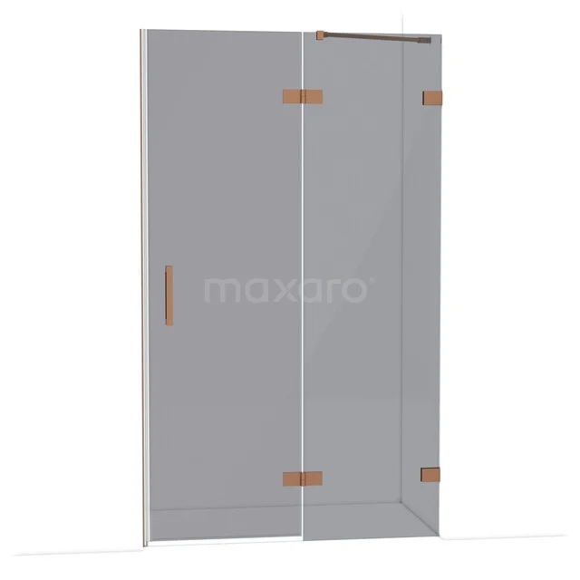 Diamond Douchedeur | 120 cm Koper Rookglas Draaideur DDB22661221KP Glazen douchewand met koperkleurige scharnieren, strak design, ideaal als moderne doucheruimte-oplossing.