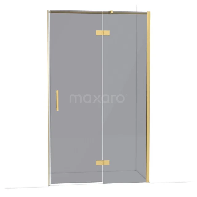 Diamond Shower door | 120 cm Gold Smoke glass Pivot door DDB22661311GG Douchedeur mat glas met gouden scharnieren en handgreep, moderne uitstraling voor stijlvolle badkamers.