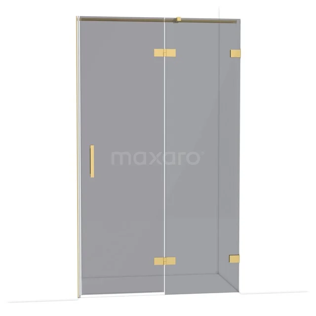 Diamond Shower door | 120 cm Gold Smoke glass Pivot door DDB22661321GG Glazen douchedeur met goudkleurige scharnieren en handgreep, strak design perfect voor een moderne badkamer.