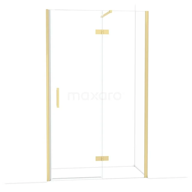 Goldfarbene Duschkabine mit Glaswänden und Tür, luxuriöse Ausstrahlung und ideal als stilvolle Ergänzung im Badezimmer.