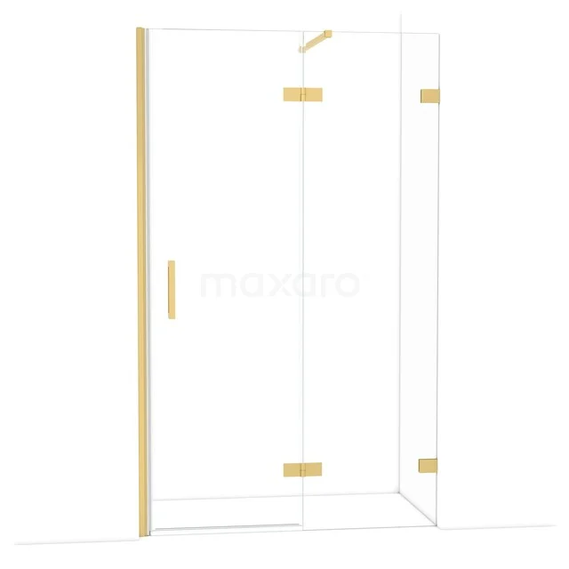 Diamond Douchedeur | 120 cm Goud Helder glas Draaideur DDB22662120GG Gouden douchecabine met glazen deuren en scharnieren, modern design voor luxe badkamerinrichting.