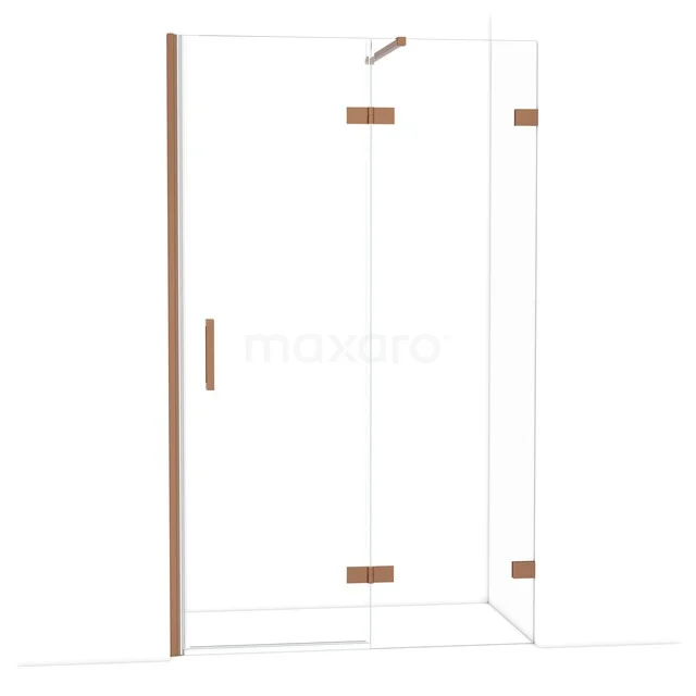 Diamant-Duschtüren DDB22662120KP Glas Duschkabine mit Kupferdetails, minimalistisches Design, ideal für eine moderne Badezimmergestaltung.