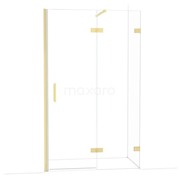 Diamond Shower door | 120 cm Light gold Clear glass Pivot door DDB22662120LG Glazen douchecabine met gouden accenten, moderne vormgeving, ideaal voor stijlvolle badkamer inrichting.