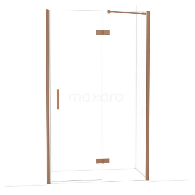 Diamond Shower door | 120 cm Copper Clear glass Pivot door DDB22662210KP Douchedeur glas met koperkleurig frame, rechte vorm, ideaal voor een moderne badkamer, luxe serie.