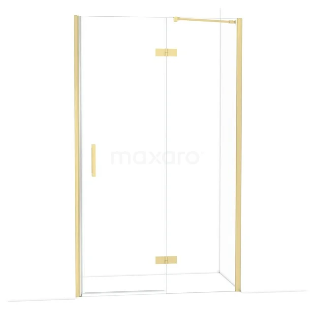 Diamond Shower door | 120 cm Light gold Clear glass Pivot door DDB22662210LG Douchedeur met gouden profielen, helder glas en draaimechanisme, luxe toevoeging aan elke moderne badkamer.