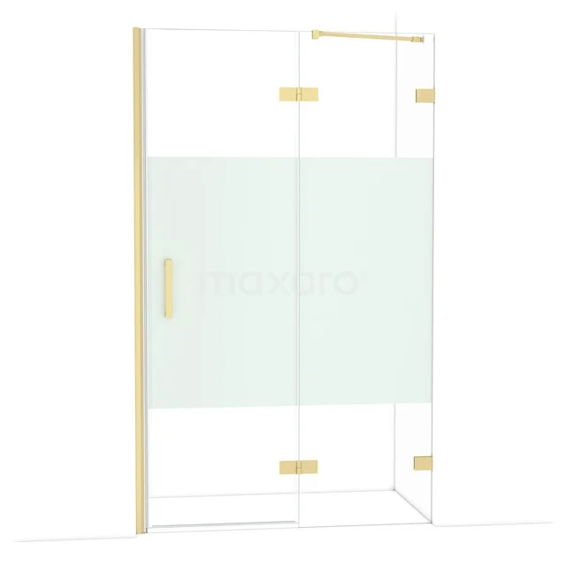 Duschtür aus Klarglas mit Goldakzenten, moderne Ausstrahlung, perfekte Ergänzung für ein stilvolles Badezimmer.