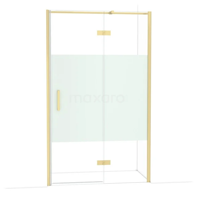 Diamond Shower door | 120 cm Light gold Clear with matt strip Pivot door DDB22662313LG Glazen douchedeur met mat gouden accenten, minimalistisch design, perfect voor een stijlvolle en moderne badkamer.