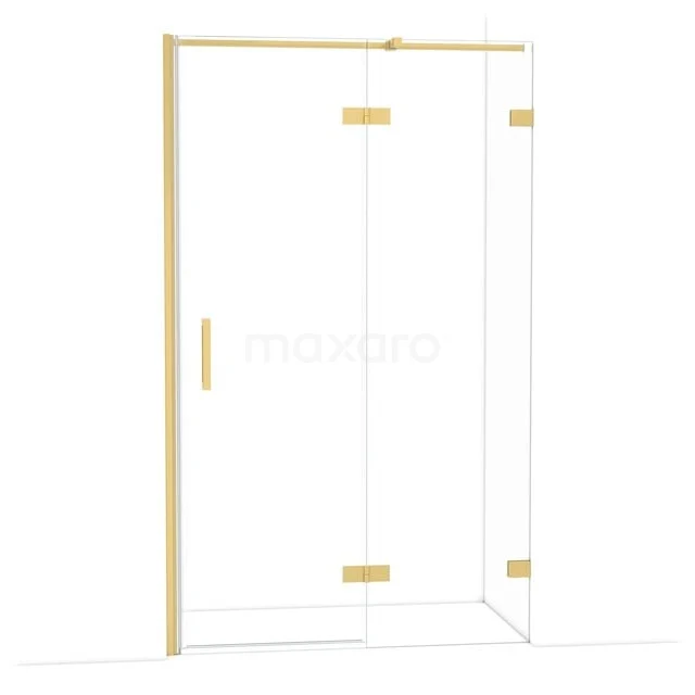 Diamond Douchedeur | 120 cm Goud Helder glas Draaideur DDB22662320GG Glazen douchewand met gouden profielen en handgreep, luxe toevoeging aan moderne badkamer.