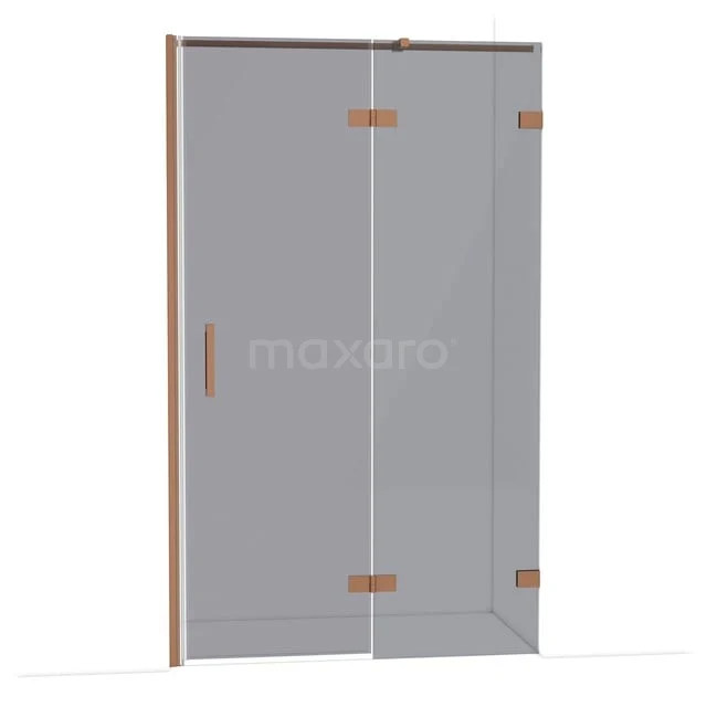 Diamond Douchedeur | 120 cm Koper Rookglas Draaideur DDB22662321KP Glazen douchedeur met schuifmechanisme, roségouden accenten, perfect voor een stijlvolle en moderne badkamerinrichting.