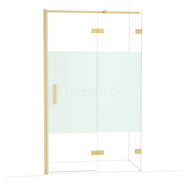 Diamond Douchedeur | 120 cm Goud Helder met matte strook Draaideur DDB22662323GG Glazen douchecabine met gouden accenten, strak design met matte strook, ideaal voor een luxe uitstraling in de badkamer.