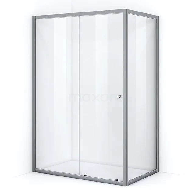 Ruby Allure Shower enclosure | 130x100 cm Chrome Clear glass Sliding door Rectangle L0920-1310C Modern shower enclosure with sliding door, square design, silver frame and clear glass walls, perfect for any bathroom.