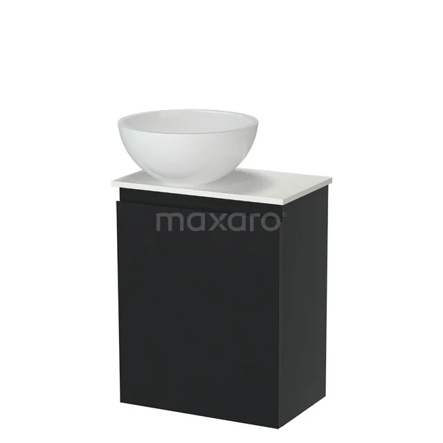 Modulo Pico Toiletmeubel met Waskom | 41 cm Mat zwart Greeploos front Mineraalmarmer waskom Solid surface wastafelblad TMK10-18258