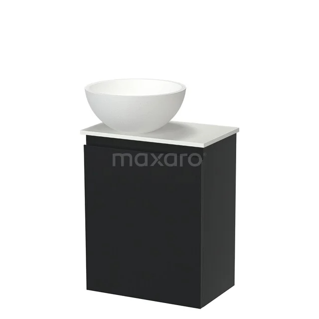 Modulo Pico Toiletmeubel met Waskom | 41 cm Mat zwart Greeploos front Solid surface waskom Solid surface wastafelblad TMK10-18259