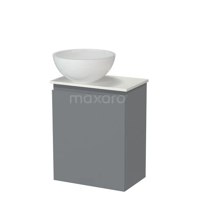 Modulo Pico Toiletmeubel met Waskom | 41 cm Middengrijs Greeploos front Mineraalmarmer waskom Solid surface wastafelblad TMK10-18278