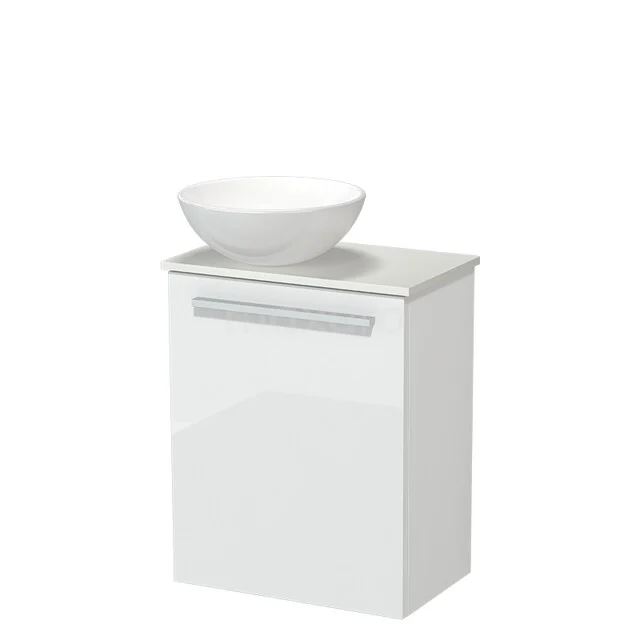 Modulo Pico Toiletmeubel met Waskom | 41 cm Hoogglans wit Vlak front Keramiek waskom Solid surface wastafelblad TMK10-18281