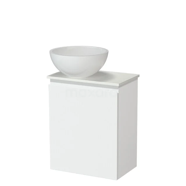 White washbasin unit with round washbasin, modern design, ideal for any bathroom.
