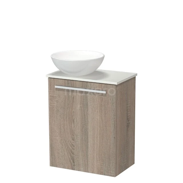 Modulo Pico Toiletmeubel met Waskom | 41 cm Eiken Vlak front Keramiek waskom Solid surface wastafelblad TMK10-18336 Modulo Pico Toiletmeubel met Waskom | 41 cm Eiken Vlak front Keramiek waskom Solid surface wastafelblad TMK10-18336