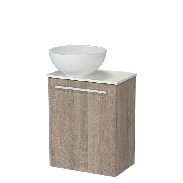 Modulo Pico Toiletmeubel met Waskom | 41 cm Eiken Vlak front Mineraalmarmer waskom Solid surface wastafelblad TMK10-18338 Modulo Pico Toiletmeubel met Waskom | 41 cm Eiken Vlak front Mineraalmarmer waskom Solid surface wastafelblad TMK10-18338
