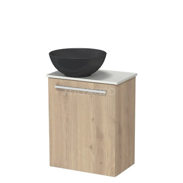 Modulo Pico Toiletmeubel met Waskom | 41 cm Lichtbruin eiken Vlak front Quartz waskom Solid surface wastafelblad TMK10-18360 Modulo Pico Toiletmeubel met Waskom | 41 cm Lichtbruin eiken Vlak front Quartz waskom Solid surface wastafelblad TMK10-18360