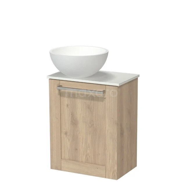 Modulo Pico Toiletmeubel met Waskom | 41 cm Lichtbruin eiken Kader front Solid surface waskom Solid surface wastafelblad TMK10-18364