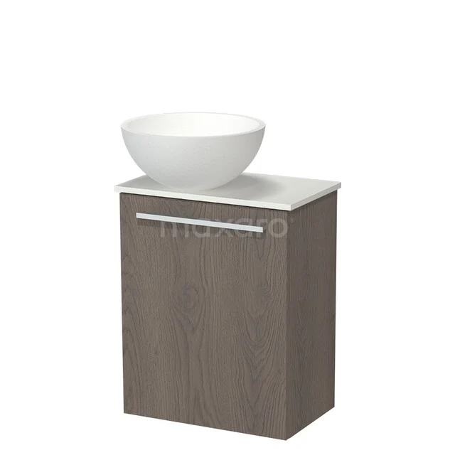 Modulo Pico Toiletmeubel met Waskom | 41 cm Donkerbruin eiken Vlak front Solid surface waskom Solid surface wastafelblad TMK10-18379