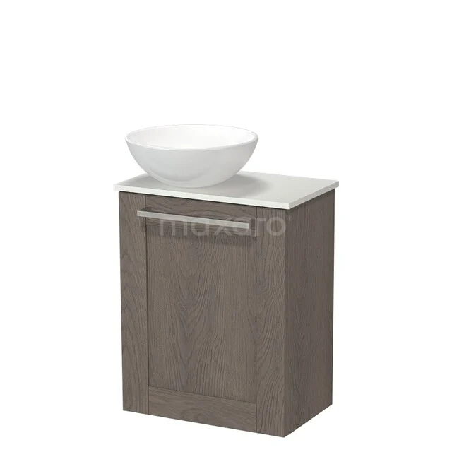 Modulo Pico Toiletmeubel met Waskom | 41 cm Donkerbruin eiken Kader front Keramiek waskom Solid surface wastafelblad TMK10-18381 Modulo Pico Toiletmeubel met Waskom | 41 cm Donkerbruin eiken Kader front Keramiek waskom Solid surface wastafelblad TMK10-18381