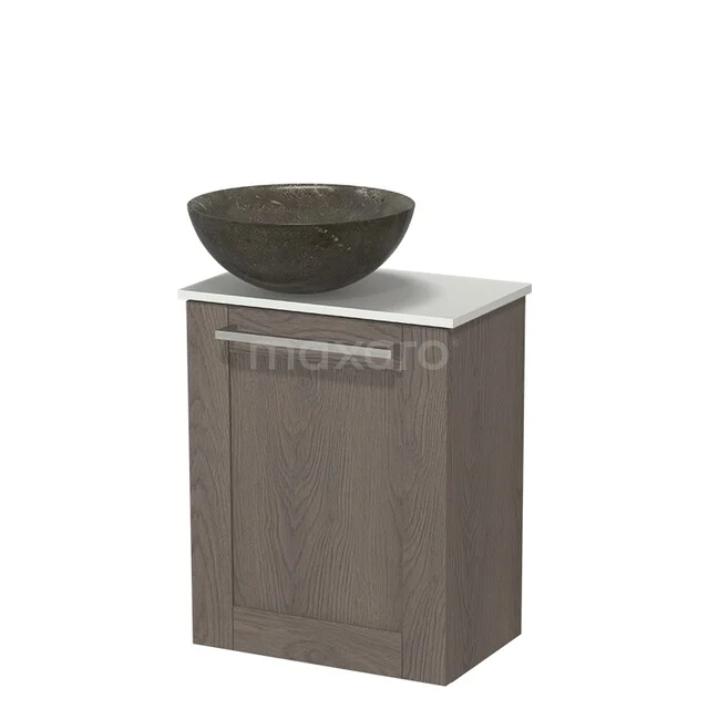Modulo Pico Toiletmeubel met Waskom | 41 cm Donkerbruin eiken Kader front Natuursteen waskom Solid surface wastafelblad TMK10-18382 Modulo Pico Toiletmeubel met Waskom | 41 cm Donkerbruin eiken Kader front Natuursteen waskom Solid surface wastafelblad TMK10-18382