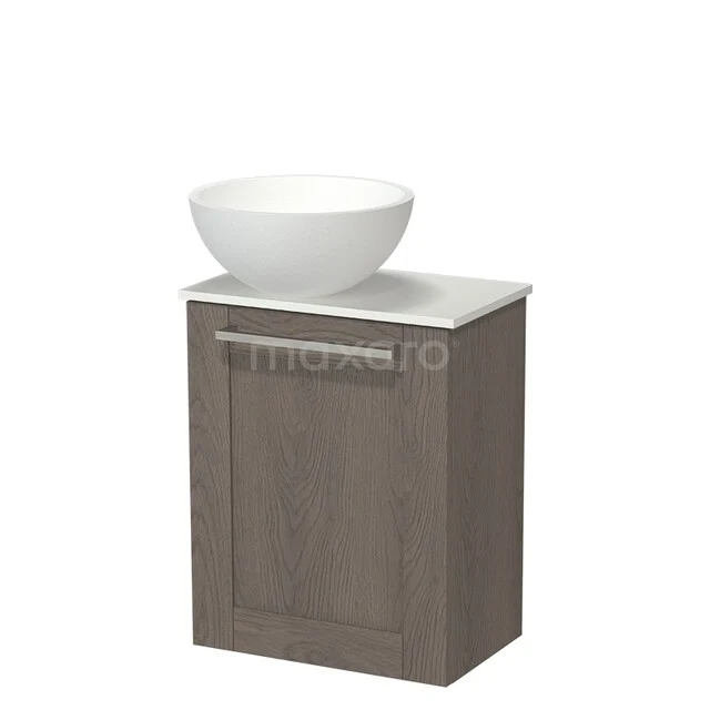 Modulo Pico Toiletmeubel met Waskom | 41 cm Donkerbruin eiken Kader front Solid surface waskom Solid surface wastafelblad TMK10-18384