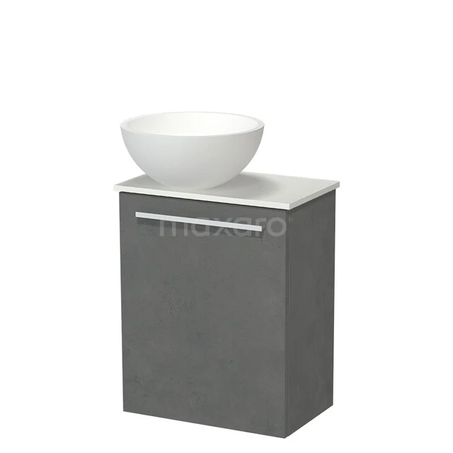 Modulo Pico Toiletmeubel met Waskom | 41 cm Donkergrijs beton Vlak front Solid surface waskom Solid surface wastafelblad TMK10-18394