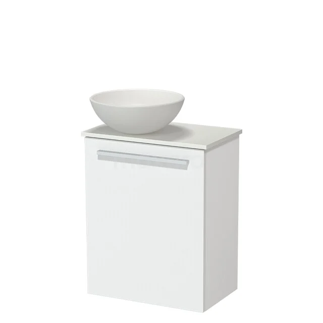Modulo Pico Toiletmeubel met Waskom | 41 cm Mat wit Vlak front Keramiek waskom Solid surface wastafelblad TMK10-18429