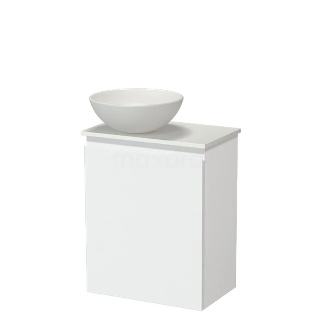 Weißes Waschtisch mit runder Keramikschüssel, modernes Design, ideal für ein modernes Badezimmer.