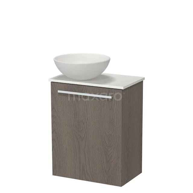 Modulo Pico Toiletmeubel met Waskom | 41 cm Donkerbruin eiken Vlak front Keramiek waskom Solid surface wastafelblad TMK10-18444 Modulo Pico Toiletmeubel met Waskom | 41 cm Donkerbruin eiken Vlak front Keramiek waskom Solid surface wastafelblad TMK10-18444