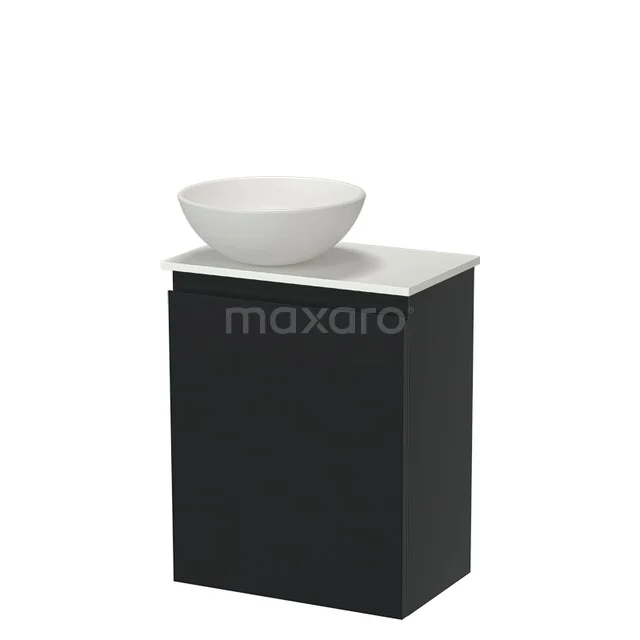 Modulo Pico Toiletmeubel met Waskom | 41 cm Mat zwart Greeploos front Keramiek waskom Solid surface wastafelblad TMK10-18475 Modulo Pico Toiletmeubel met Waskom | 41 cm Mat zwart Greeploos front Keramiek waskom Solid surface wastafelblad TMK10-18475