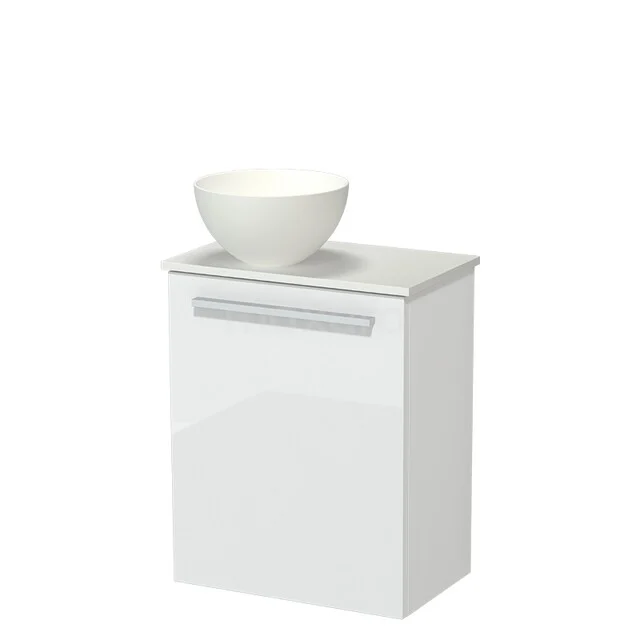 Modulo Pico Toiletmeubel met Waskom | 41 cm Hoogglans wit Vlak front Solid surface waskom Solid surface wastafelblad TMK10-18512