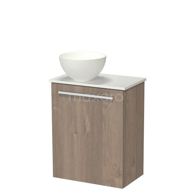 Modulo Pico Toiletmeubel met Waskom | 41 cm Middenbruin eiken Vlak front Solid surface waskom Solid surface wastafelblad TMK10-18518 Modulo Pico Toiletmeubel met Waskom | 41 cm Middenbruin eiken Vlak front Solid surface waskom Solid surface wastafelblad TMK10-18518