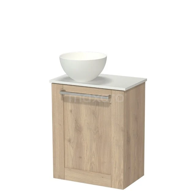 Wooden bathroom cabinet with white sink bowl, compact design, perfect for modern bathrooms.