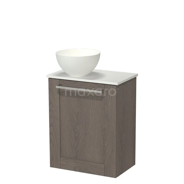 Modulo Pico Toiletmeubel met Waskom | 41 cm Donkerbruin eiken Kader front Solid surface waskom Solid surface wastafelblad TMK10-18526