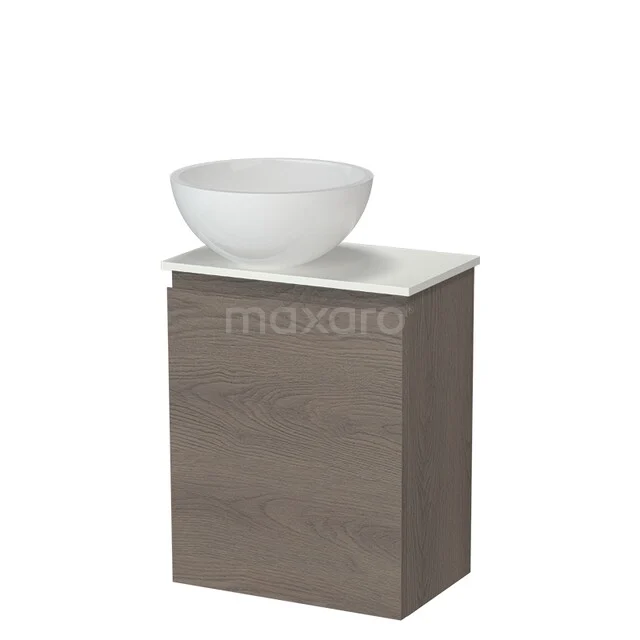 Wooden bathroom furniture with white washbasin, compact design and modern appearance, ideal for stylish bathrooms.