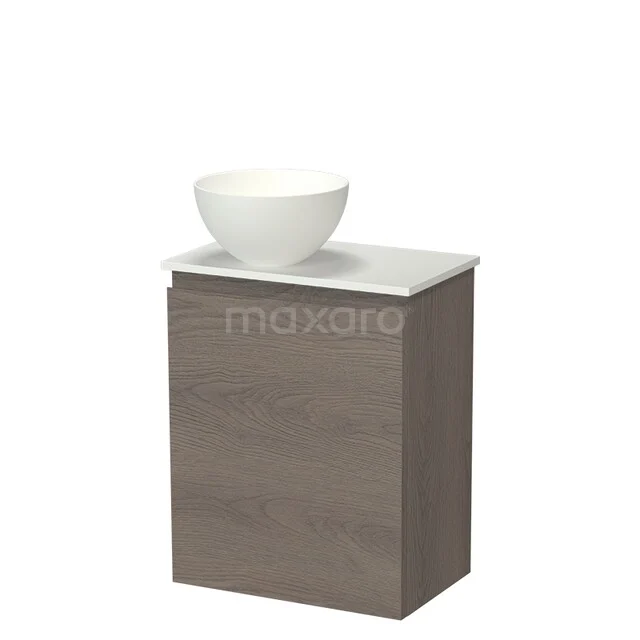 Modulo Pico Toiletmeubel met Waskom | 41 cm Donkerbruin eiken Greeploos front Solid surface waskom Solid surface wastafelblad TMK10-18566