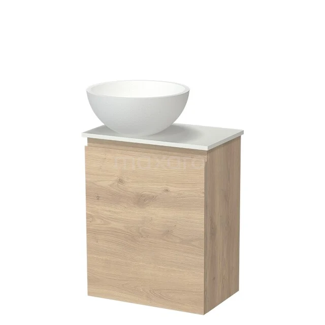 Modulo Pico Toiletmeubel met Waskom | 41 cm Lichtbruin eiken Greeploos front Solid surface waskom Solid surface wastafelblad TMK10-18575